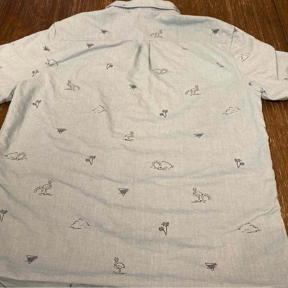 VANS Shirt Adult XL Light Blue Flamingo All Over Print Casual Mens Skater - Picture 9 of 10